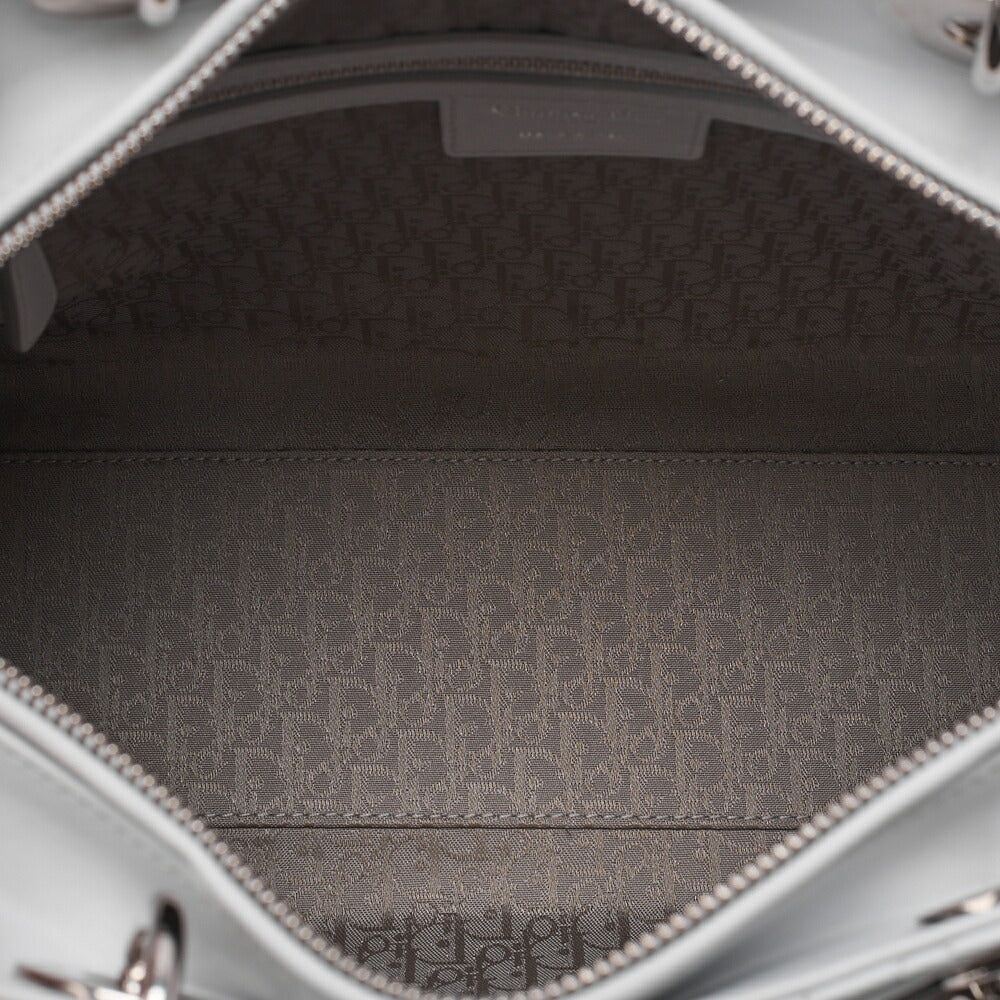 Dior Lady Dior Cannage Handbag Lambskin Light Blue Silver-Tone Hardware, Pre-Owned