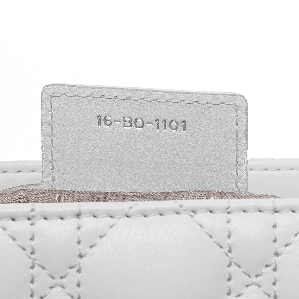 Dior Lady Dior Cannage Handbag Lambskin Light Blue Silver-Tone Hardware, Pre-Owned