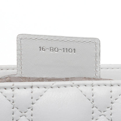 Dior Lady Dior Cannage Handbag Lambskin Light Blue Silver-Tone Hardware, Pre-Owned