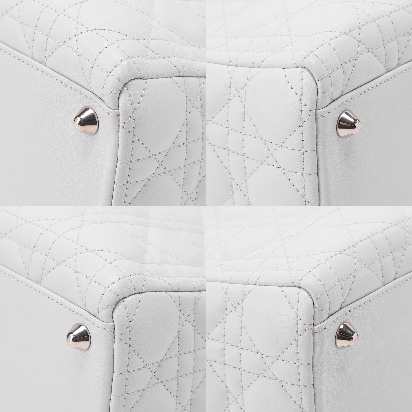 Dior Lady Dior Cannage Handbag Lambskin Light Blue Silver-Tone Hardware, Pre-Owned