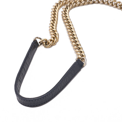 CHANEL Chanel Coated Leather Matlassse Single Flap Shoulder Navy Silver-Tone Hardware, Pre-Owned