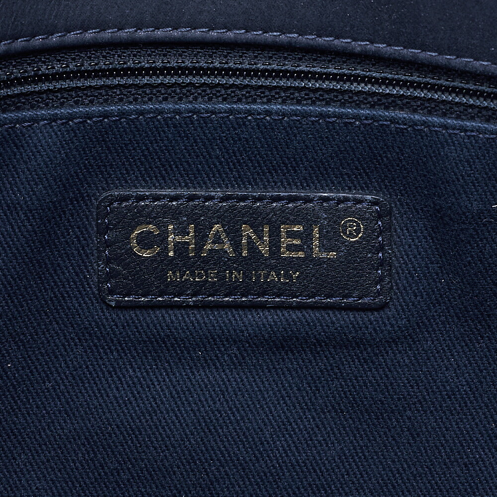 CHANEL Chanel Coated Leather Matlassse Single Flap Shoulder Navy Silver-Tone Hardware, Pre-Owned