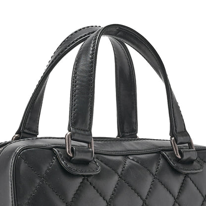 CHANEL Calf Wild Stitch Matelasse Coco Charm Hand Tote Bag Black Silver-Tone Hardware, Pre-Owned