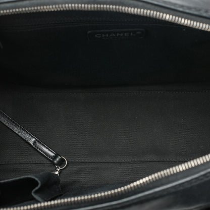 CHANEL Calf Wild Stitch Matelasse Coco Charm Hand Tote Bag Black Silver-Tone Hardware, Pre-Owned