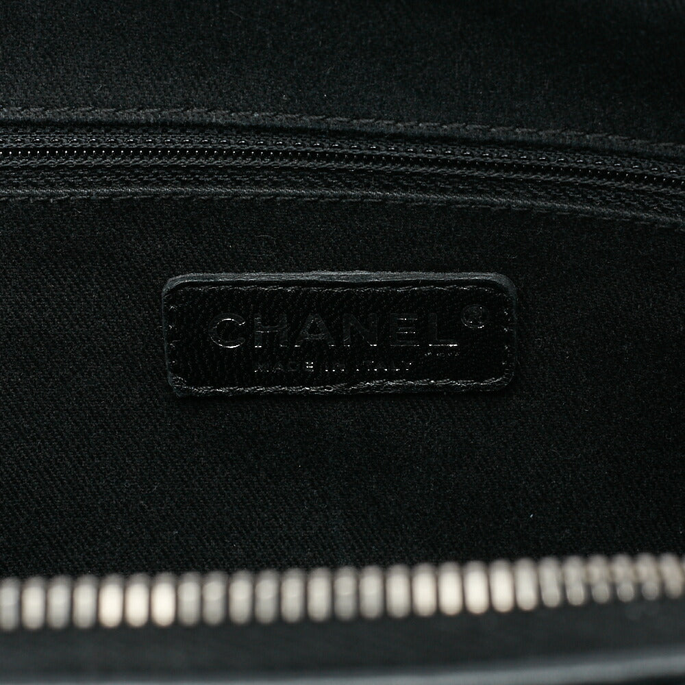 CHANEL Calf Wild Stitch Matelasse Coco Charm Hand Tote Bag Black Silver-Tone Hardware, Pre-Owned