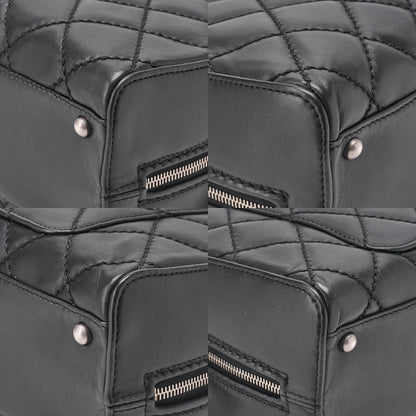 CHANEL Calf Wild Stitch Matelasse Coco Charm Hand Tote Bag Black Silver-Tone Hardware, Pre-Owned