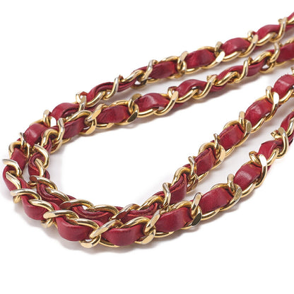 CHANEL Shoulder Bag Tote Bag Matelasse Plate Charm Fan Shaped Chain Shoulder Lambskin Red Gold-Tone Hardware, Pre-Owned