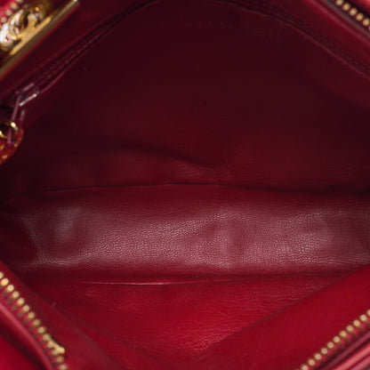 CHANEL Shoulder Bag Tote Bag Matelasse Plate Charm Fan Shaped Chain Shoulder Lambskin Red Gold-Tone Hardware, Pre-Owned