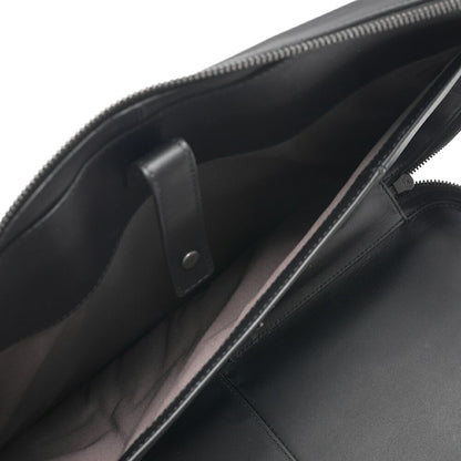 BOTTEGA VENETA Bottega Lambskin Intrecciato Business 2-Way Handbag Black Black-Tone Hardware, Pre-Owned