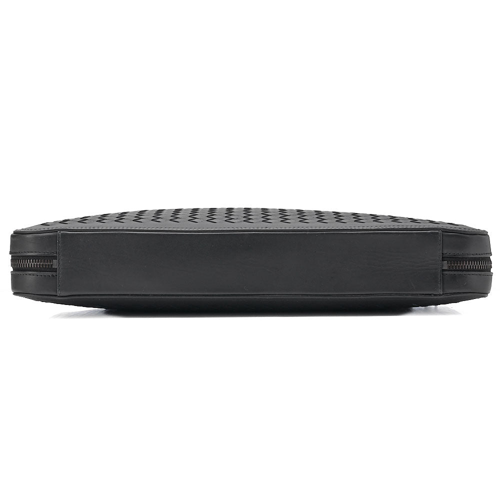 BOTTEGA VENETA Bottega Lambskin Intrecciato Business 2-Way Handbag Black Black-Tone Hardware, Pre-Owned