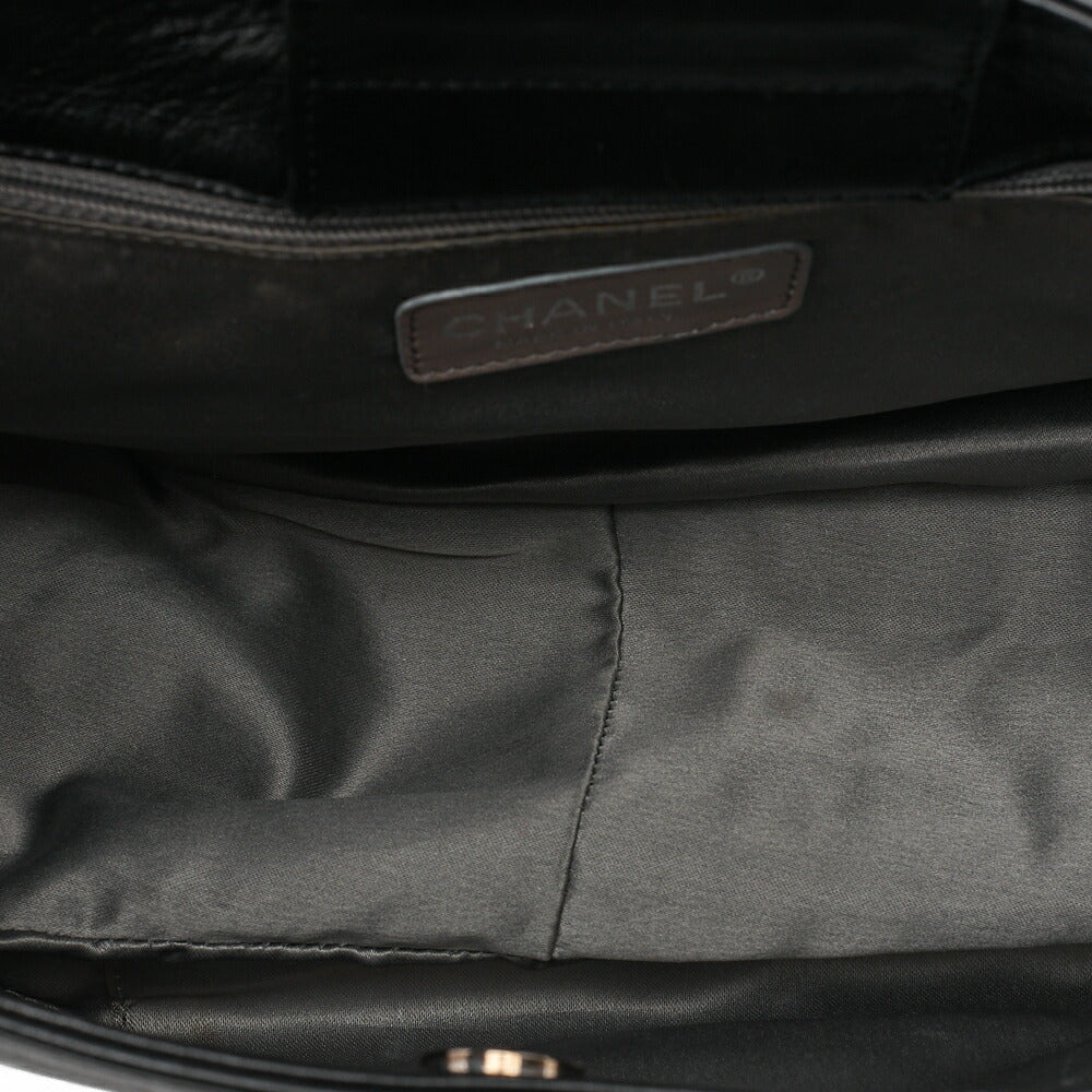 CHANEL Tote Bag Lambskin X Enamel Coco Mark Plastic Chain Shoulder Black Silver-Tone Hardware, Pre-Owned