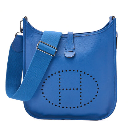 HERMES Evelyn PM 3 Trois Shoulder Bag Epson Blue Silver-Tone Hardware, Pre-Owned