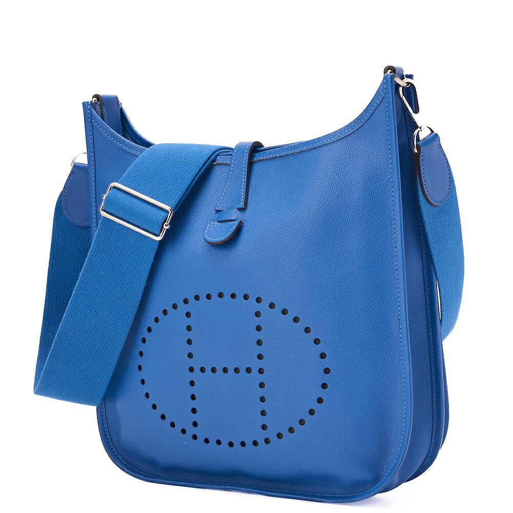 HERMES Evelyn PM 3 Trois Shoulder Bag Epson Blue Silver-Tone Hardware, Pre-Owned