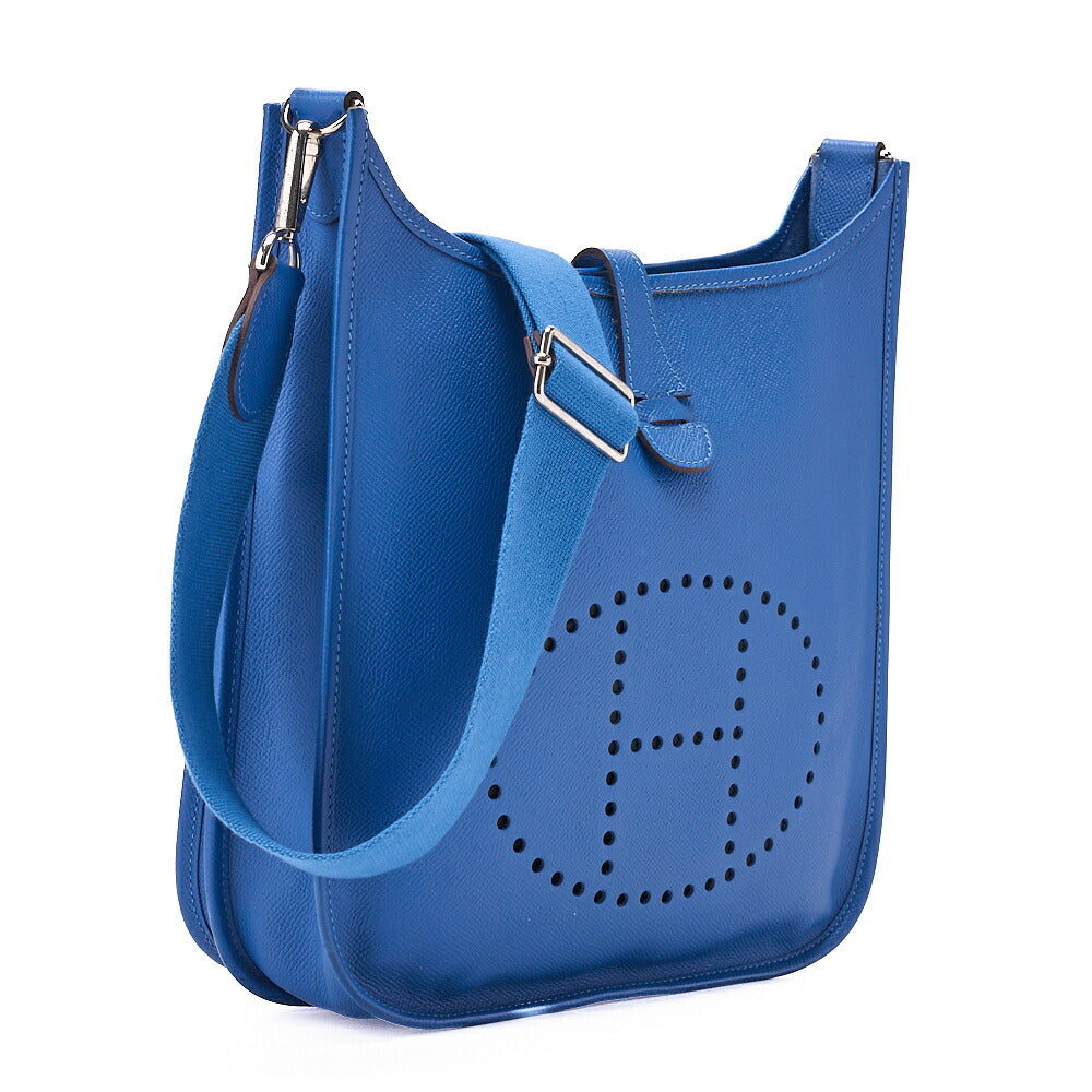 HERMES Evelyn PM 3 Trois Shoulder Bag Epson Blue Silver-Tone Hardware, Pre-Owned