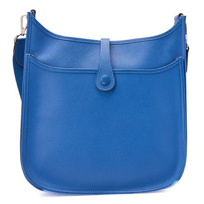 HERMES Evelyn PM 3 Trois Shoulder Bag Epson Blue Silver-Tone Hardware, Pre-Owned
