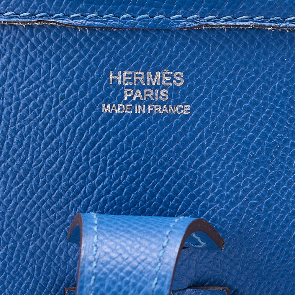 HERMES Evelyn PM 3 Trois Shoulder Bag Epson Blue Silver-Tone Hardware, Pre-Owned