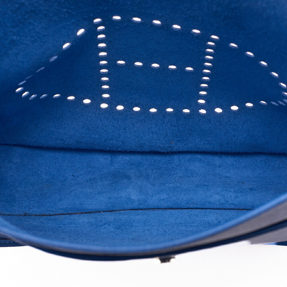 HERMES Evelyn PM 3 Trois Shoulder Bag Epson Blue Silver-Tone Hardware, Pre-Owned