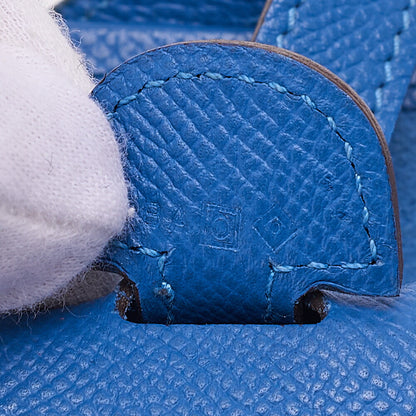 HERMES Evelyn PM 3 Trois Shoulder Bag Epson Blue Silver-Tone Hardware, Pre-Owned