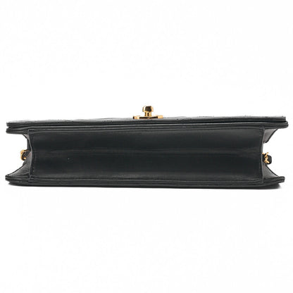 CHANEL Lambskin Matrass? Full Flap 23cm Turnlock Chain Shoulder Black Gold-Tone Hardware, Pre-Owned