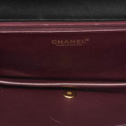 CHANEL Lambskin Matrass? Full Flap 23cm Turnlock Chain Shoulder Black Gold-Tone Hardware, Pre-Owned