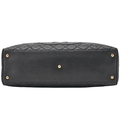 CHANEL Handbag Boston Bag Caviar Skin Matelasse Cocomark Black Gold-Tone Hardware, Pre-Owned