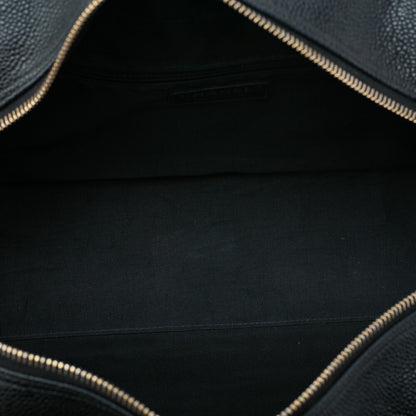 CHANEL Handbag Boston Bag Caviar Skin Matelasse Cocomark Black Gold-Tone Hardware, Pre-Owned