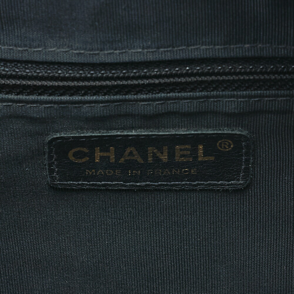 CHANEL Handbag Boston Bag Caviar Skin Matelasse Cocomark Black Gold-Tone Hardware, Pre-Owned