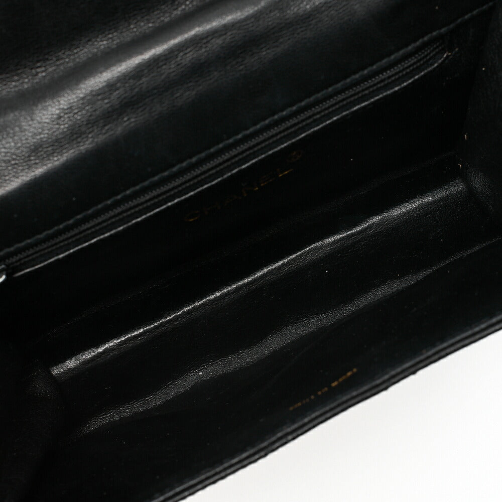 CHANEL Biju Handle Handbag Single Mini Matelasse Lambskin Black Gold -Tone Hardware, Pre-Owned