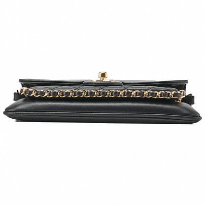 CHANEL Lambskin Turnlock Luxury Line Chain Shoulder Black Gold-Tone Hardware, Pre-Owned