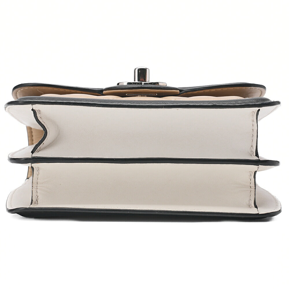 CHANEL Lambskin Mini Matelasse Single Chain Shoulder Bicolor Beige x Black Silver-Tone Hardware, Pre-Owned