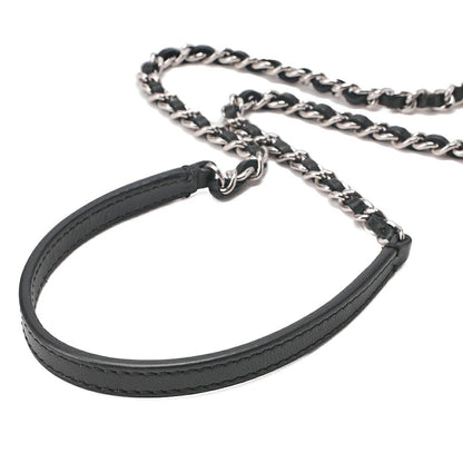 CHANEL Lambskin Mini Matelasse Single Chain Shoulder Bicolor Beige x Black Silver-Tone Hardware, Pre-Owned