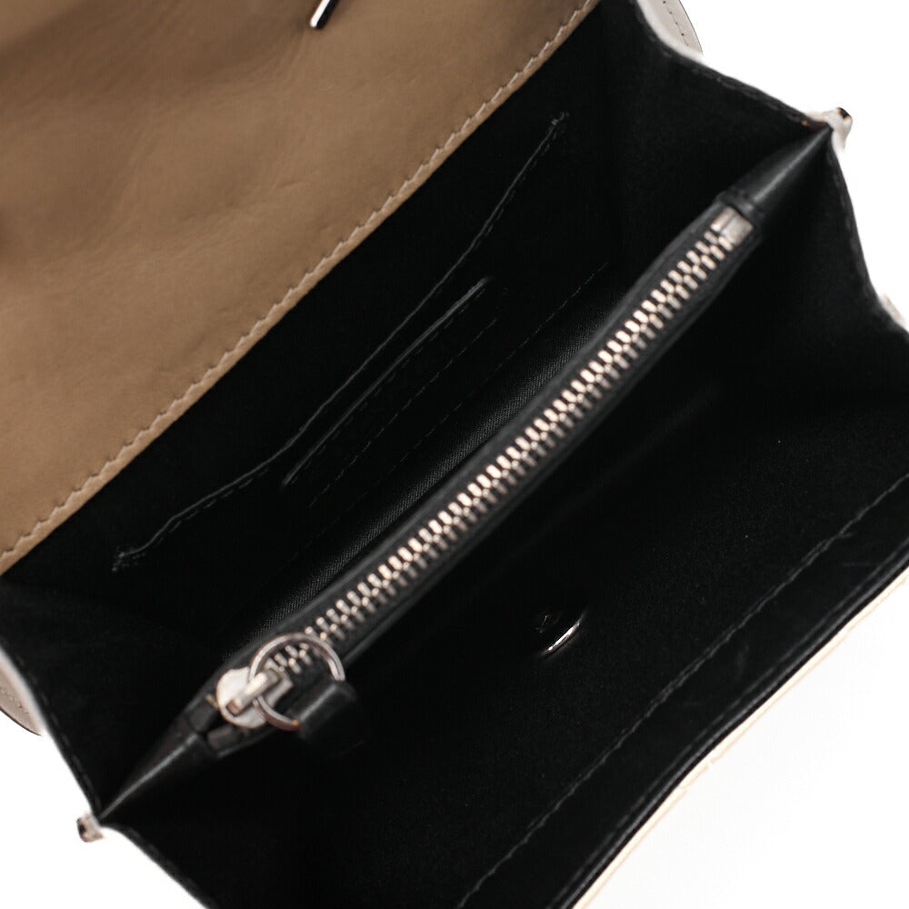 CHANEL Lambskin Mini Matelasse Single Chain Shoulder Bicolor Beige x Black Silver-Tone Hardware, Pre-Owned