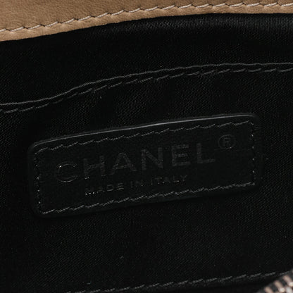 CHANEL Lambskin Mini Matelasse Single Chain Shoulder Bicolor Beige x Black Silver-Tone Hardware, Pre-Owned