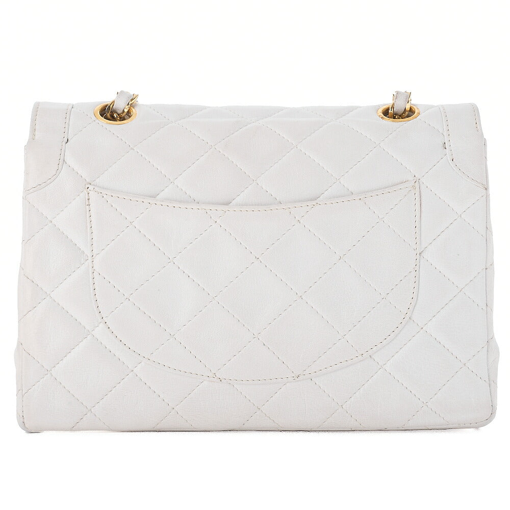 CHANEL Lambskin Matelasse 22cm Paris Limited Shoulder Bag White Gold -Tone Hardware, Pre-Owned