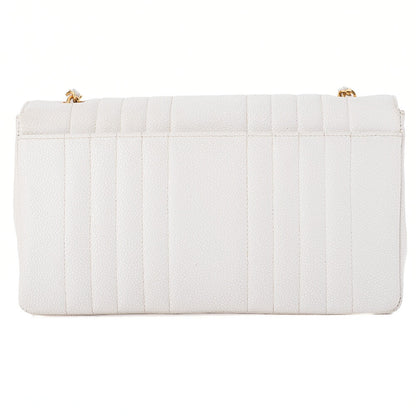 CHANEL Chain Shoulder Bag Mademoiselle Single Caviar Skin Shoulder Bag White Gold -Tone Hardware, Pre-Owned