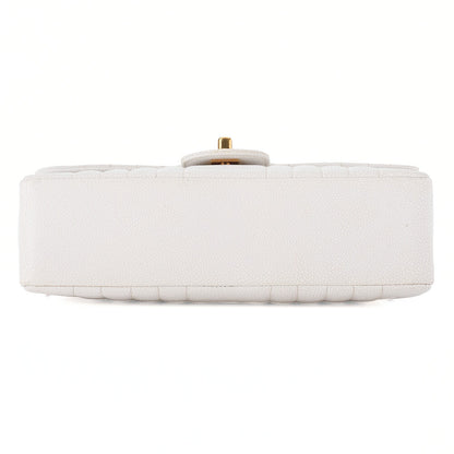 CHANEL Chain Shoulder Bag Mademoiselle Single Caviar Skin Shoulder Bag White Gold -Tone Hardware, Pre-Owned