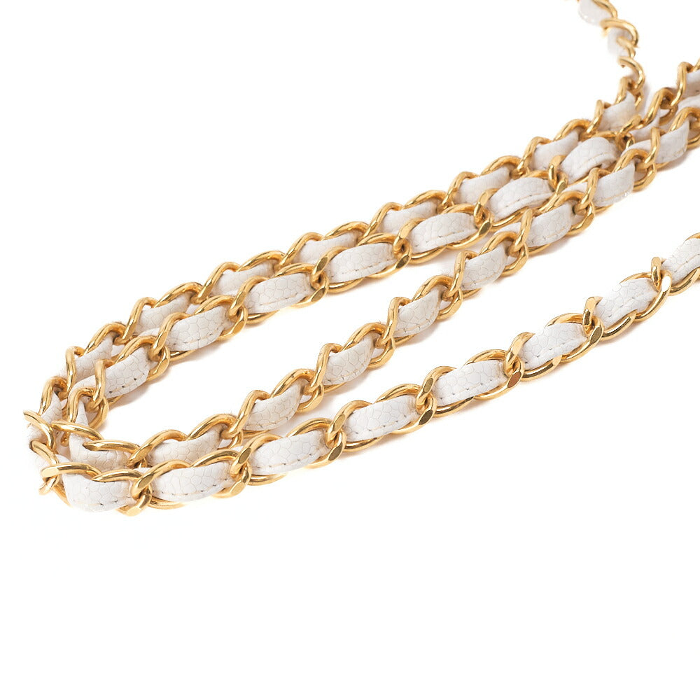 CHANEL Chain Shoulder Bag Mademoiselle Single Caviar Skin Shoulder Bag White Gold -Tone Hardware, Pre-Owned