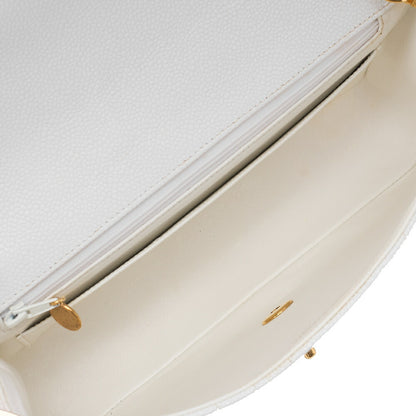 CHANEL Chain Shoulder Bag Mademoiselle Single Caviar Skin Shoulder Bag White Gold -Tone Hardware, Pre-Owned