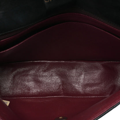 CHANEL Chain Shoulder Bag Matelasse Round Flap Lambskin Black Gold-Tone Hardware, Pre-Owned