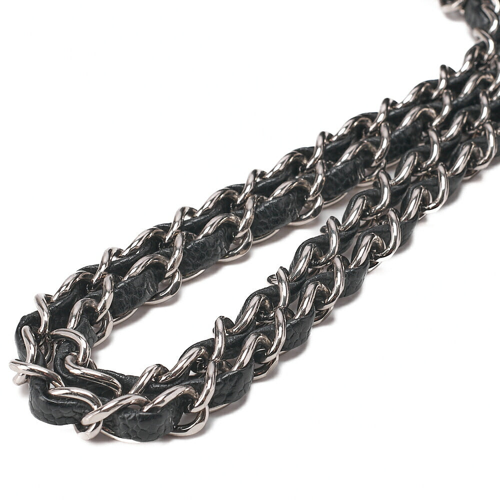 CHANEL Caviar Skin Matelasse Double Flap 25cm Chain Shoulder Black Silver-Tone Hardware, Pre-Owned