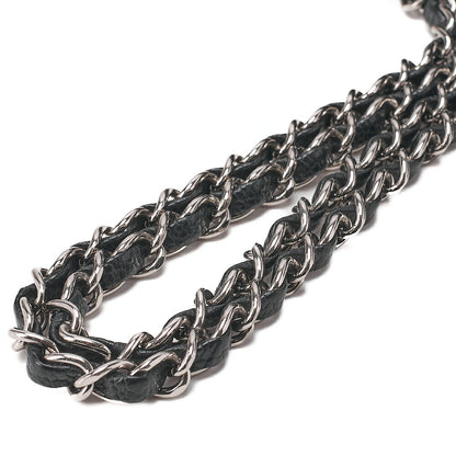 CHANEL Caviar Skin Matelasse Double Flap 25cm Chain Shoulder Black Silver-Tone Hardware, Pre-Owned