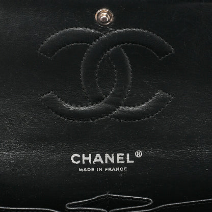 CHANEL Caviar Skin Matelasse Double Flap 25cm Chain Shoulder Black Silver-Tone Hardware, Pre-Owned
