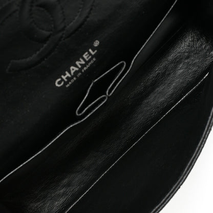 CHANEL Caviar Skin Matelasse Double Flap 25cm Chain Shoulder Black Silver-Tone Hardware, Pre-Owned