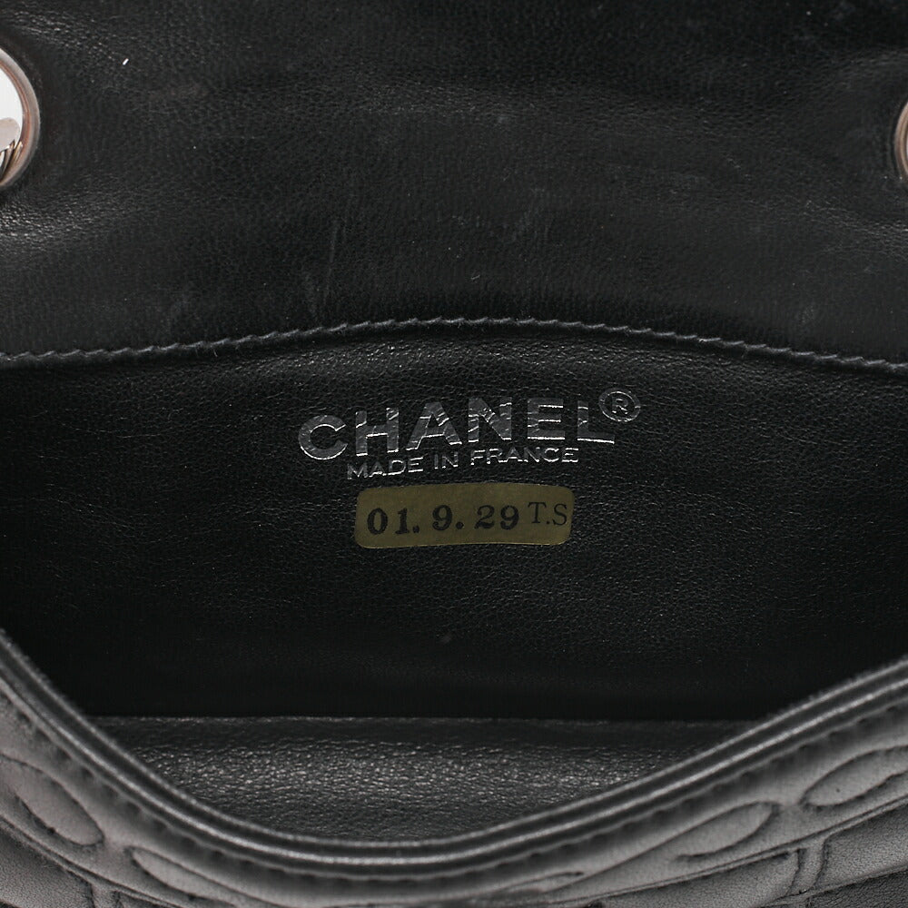 CHANEL シャネル チョコバー 2.55 ターンロック ラインストーン ココマーク チェーンショルダー ラムスキン ブラック シルバー金具, 中古