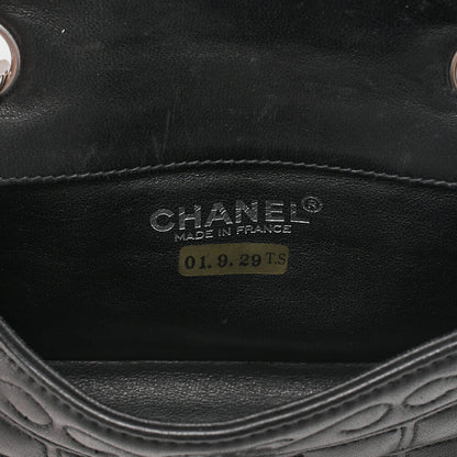 CHANEL シャネル チョコバー 2.55 ターンロック ラインストーン ココマーク チェーンショルダー ラムスキン ブラック シルバー金具, 中古