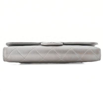 CHANEL Matelasse Bi-Fold Long Wallet Lambskin Silver -Tone Hardware, Pre-Owned