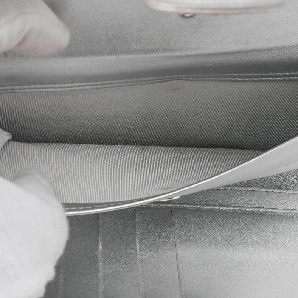 CHANEL Matelasse Bi-Fold Long Wallet Lambskin Silver -Tone Hardware, Pre-Owned