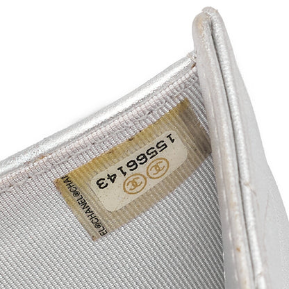 CHANEL Matelasse Bi-Fold Long Wallet Lambskin Silver -Tone Hardware, Pre-Owned