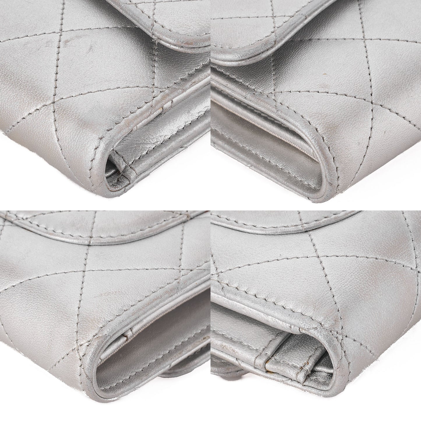 CHANEL Matelasse Bi-Fold Long Wallet Lambskin Silver -Tone Hardware, Pre-Owned