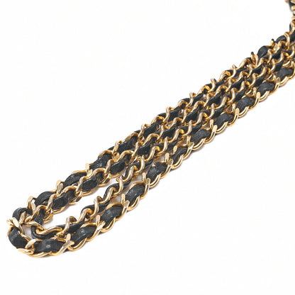 CHANEL Matelasse with Pull Charm Round Double Chain Shoulder Bag Lambskin Black Gold -Tone Hardware, Pre-Owned